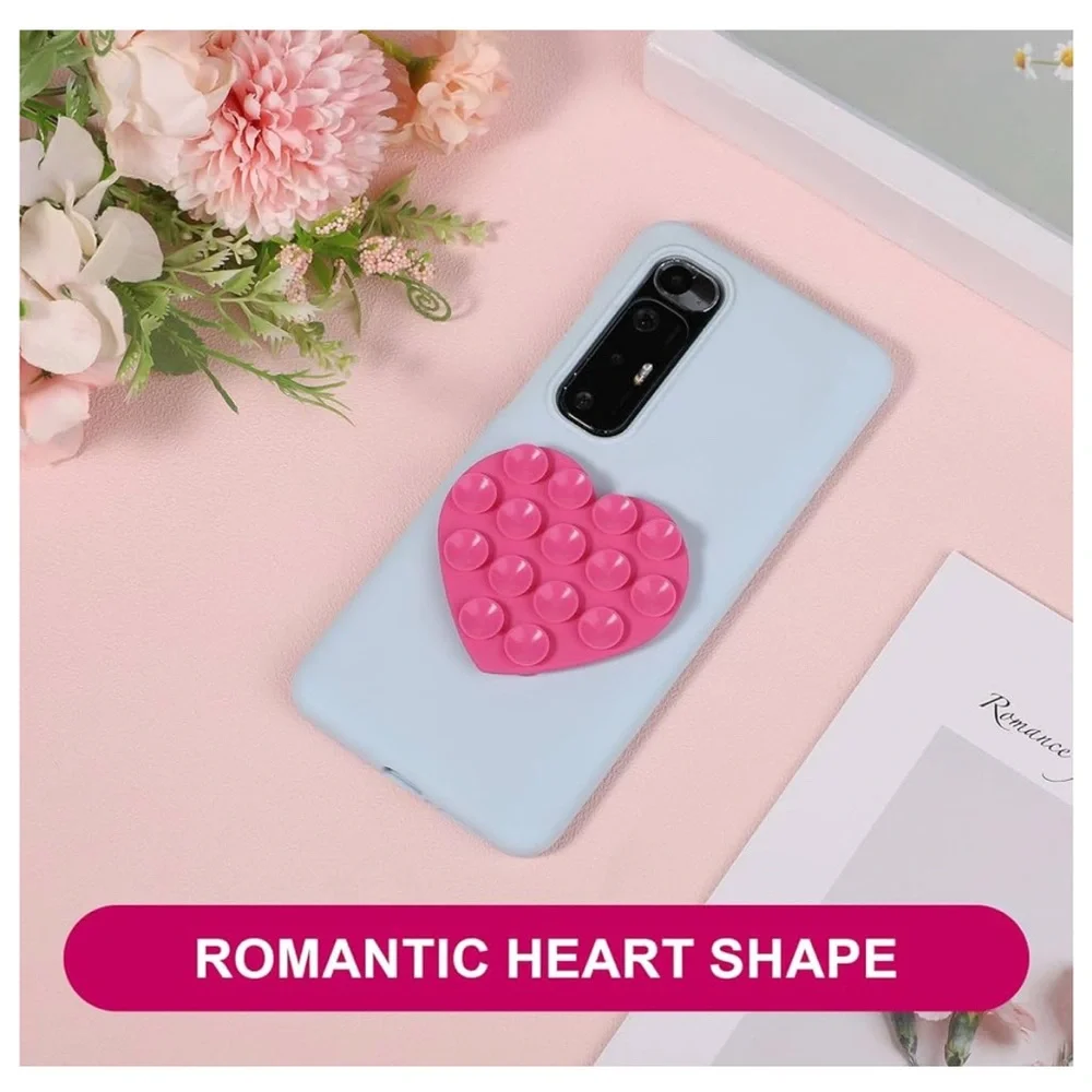 Heart Shape Double Sided Phone Suction Holder Brand New Pink